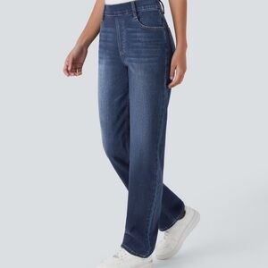 Halara Jeans Women M Regular Straight Leg Blue Denim Pull On Comfort Stretch